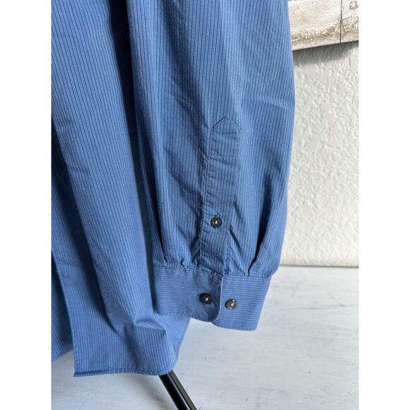 Dockers Men’s Button Down Shirt size XXL Blue Striped Long Sleeve Casual Dressy - Picture 3 of 11